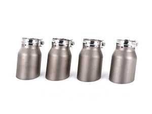 ES#4505623 - 011966LA07-07KT - ECS "Ti.22" UNIVERSAL Exhaust Tips - 3.5" Titanium - Matte Finish - Set of Four - 2.5" Clamp-on Inlet / 3.5" Single Wall, Slant Cut Outlet - ECS - Audi BMW Volkswagen Mercedes Benz MINI Porsche