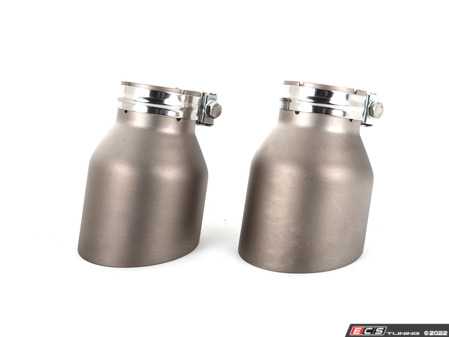 ES#4419161 - 011966la07-02KT - ECS "Ti.22" UNIVERSAL Exhaust Tips - 4.0" Titanium - Matte Finish - Pair - 2.5" Clamp-on Inlet / 4.0" Single Wall, Slant Cut Outlet - ECS - Audi BMW Volkswagen Mercedes Benz MINI Porsche