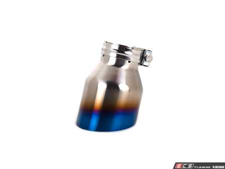 ES#4336426 - 011966LA07-06 - ECS "Ti.22" UNIVERSAL Exhaust Tip - 4.0" Titanium - Burnt Finish - Priced Each - 2.5" Clamp-on Inlet / 4.0" Single Wall, Slant Cut Outlet - ECS - Audi BMW Volkswagen Mercedes Benz MINI Porsche