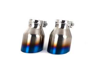 ES#4419163 - 011966la07-01KT - ECS "Ti.22" UNIVERSAL Exhaust Tips - 4.0" Titanium - Burnt Finish - Pair - 2.5" Clamp-on Inlet / 4.0" Single Wall, Slant Cut Outlet - ECS - Audi BMW Volkswagen Mercedes Benz MINI Porsche