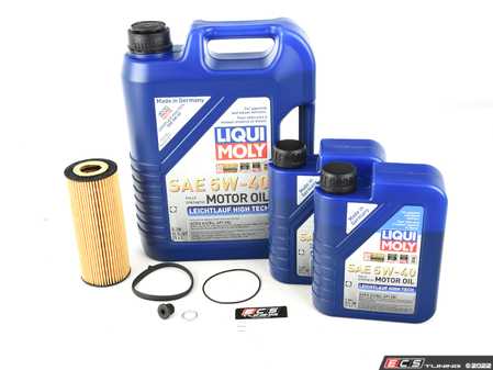 ES#3418639 - 2331kt2 -  Oil Service Kit - Premium  - Includes Hengst oil filter, drain plug/washer, and 7 liters of Liqui Moly Leichtlauf High Tech Engine Oil (5w-40) oil - Assembled By ECS - Audi