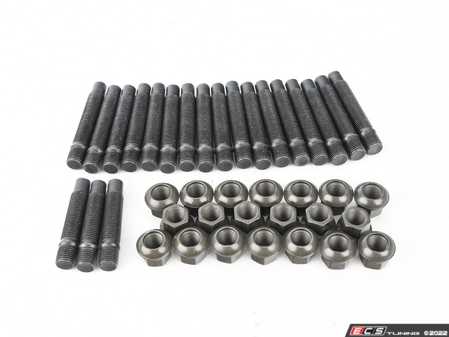 ES#3552554 - LS064560R14 - Competition Wheel Stud Conversion Kit - Steel Ball Seat Nuts - 45mm Front / 60mm Rear - Set of 20 Black Zinc coated studs and steel R14 ball seat lug nuts - Rennline - Porsche