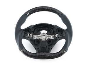 ES#4413609 - BM152-F3012-FP3S - Perforated Leather On The Sides Carbon On Top, Tri-color Stitching, No Center Stripe  - This forged carbon fiber flat bottom steering wheel offers an ergonomic grip design and features perforated leather, forged carbon fiber, tri-color stitching for a beautiful and functional replacement wheel! - ECS - BMW