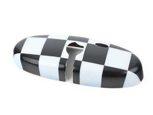 ES#4504958 - 51160412782 - Checkered Flag Cover Rearview Mirror  - Attaches to the back of the center mirror - manual dip or auto dimming - ECS - MINI