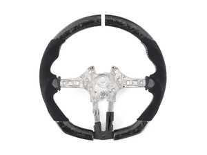 ES#4447212 - 010655LA01 - F8x ECS Custom Steering Wheel - Flat Bottom/Forged CF/Alcantara/White Stitching/White Center Stripe  - This forged carbon fiber steering wheel offers an ergonomic grip design and features alcantara with white stitching and a white center stripe for a beautiful and functional replacement wheel! - ECS - BMW