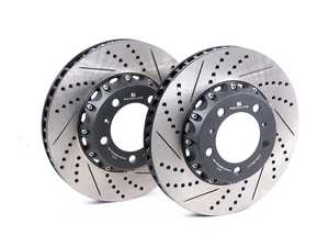 ES#4508971 - CS-108 - Front Drilled & Slotted 2-Piece Semi-Floating Brake Rotors - Pair (330x34) - Porsche 996/997 - Reduce weight. Reduce heat. Go Faster. Stop Faster! - Rennline - Porsche