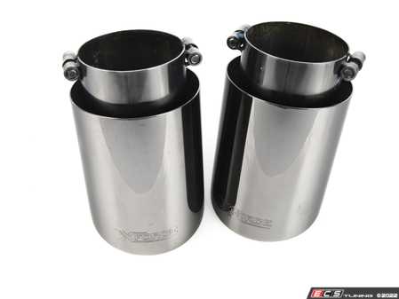 ES#4500876 - ES-VWGTIBLACKTIP - 4" Black Shadow Stainless Steel Slant-Cut Tips - Pair - Includes 2 tips, fits XForce exhaust ONLY - XForce - Volkswagen