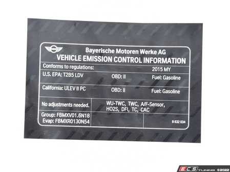 ES#2805537 - 71228632034 - LABEL "EXHAUST EMISSION" - Genuine MINI - MINI