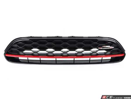 ES#4215131 - 51135A1A149 - JCW Grille LCI Piano Black With Red Stripe - Complete front main grille with JCW logo, newer design - Genuine MINI - MINI