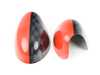 ES#4504639 - 51167030715JCWRD - Mirror Cap JCW Black / RED - Set - Attaches to the front of the side mirror housing over the stock mirror cap, peel and stick - ECS - MINI