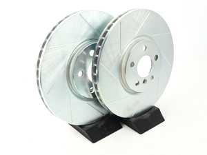 ES#4467936 - 25002-32009 - R1 Concepts Disc Brake Rotor Set - Slotted - Silver Front JCW - Pair 13.189" (335x30) - Upgrade to a slotted rotors for improved braking - R1 Concepts - MINI