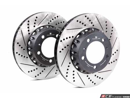 ES#4608964 - CS-117.DS - Front Drilled & Slotted 2-Piece Semi-Floating Brake Rotors - Pair (330x28) - Porsche 997/991/981/718-982 - Reduce weight. Reduce heat. Go Faster. Stop Faster! - Rennline - Porsche