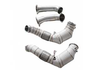 ES#4615438 - 1301063590 - Racing Dynamics Catted Downpipes W/Heat Shield - Increase the overall power at your foot with these upgraded performance downpipes from Racing Dynamics! - Racing Dynamics - BMW
