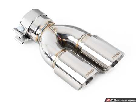 ES#4419096 - 026732TMS02-13 - Rolled Angle Exhaust Tip - 3.0 Inlet - 3.0 OD - Stepped Left - Chrome - Turner Motorsport - Left - Chrome Rolled Angle Exhaust Tip - 3.0 Inlet - 3.0 OD - Turner Motorsport - BMW MINI