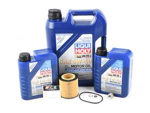 ES#4135414 - 111375351063KT4 - Liqui Moly Oil Change Kit - Featuring Leichtlauf High-Tech engine oil, Mann filter, and an Titanium Magnetic Oil Drain plug - Assembled By ECS - BMW
