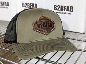 ES#4616297 - B2BLPHMGB - B2BFAB Leather Patch, Snapback Hat - Moss Green/Black - This hat is just what you, or the overlanding enthusiast in your life needs. - B2BFAB - Volkswagen