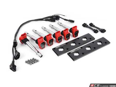 ES#4428745 - 0026862ECSKT -  2.0T Coil Pack Conversion Kit - Anodized Black Plates with APR Red Coil Packs - Unload your ICM's and update your 2.7T ignition system! - ECS - Audi