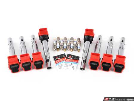 ES#4620048 - 06E905115GKT18 - Performance Ignition Service Kit - Includes eight red ECS Performance coil packs and eight Bosch spark plugs - Assembled By ECS - Audi