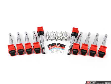ES#4620052 - 06E905115GKT21 - Performance Ignition Service Kit - Includes ten ECS Performance red coil packs and ten Genuine spark plugs - Assembled By ECS - Audi