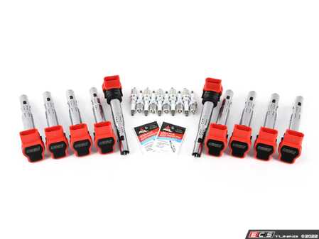 ES#4620051 - 06E905115GKT20 - Performance Ignition Service Kit - Includes ten ECS Performance red coil packs and ten NGK spark plugs - Assembled By ECS - Audi