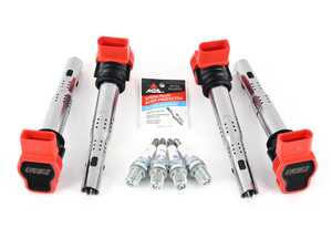 ES#4620038 - 06E905115GKT12 - Performance Ignition Service Kit - Includes four ECS Performance red coil packs and four Brisk Silver Racing spark plugs (DR12S - One heat range colder) - Assembled By ECS - Audi Volkswagen