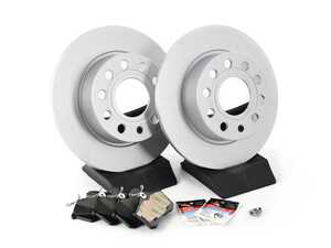 ES#3173668 - 1k0615601abecKT - Economy Semi-Metallic Rear Brake Service Kit (253x10) - Coated Rotors and Semi-Metallic Brake pads - Only the essentials to perform a brake service - Assembled By ECS - Volkswagen