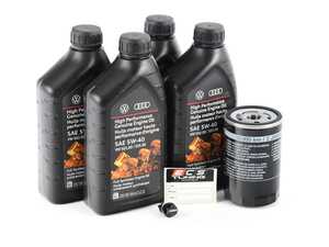 ES#3142531 - 2OEMOIL2KT -  Genuine Oil Service Kit - With ECS Magnetic Drain Plug - Includes standard Genuine oil filter and Genuine 5w-40 oil - Assembled By ECS - Volkswagen