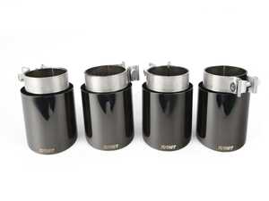 ES#4620413 - 026374tms02-08KT - Set(4) - Turner 4" Double Wall Exhaust Tip W/ Polished Black Chrome Finish  - Stainless Steel exhaust tip featuring a 3.0" Inlet & a 4.0" Double Wall, Slant Cut Outlet - Turner Motorsport - BMW