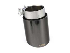 ES#4464689 - 026374TMS02-08 - Turner 4" Universal Double Wall Exhaust Tip W/ Polished Black Chrome Finish  - Stainless Steel exhaust tip featuring a 3.0 Inlet & a 4.0" Double Wall, Slant Cut Outlet - Turner Motorsport - BMW