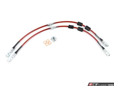ES#4613191 - 018843LA01 - MK8 Golf R / 8Y S3 Exact-Fit Front Brake Hose Set - Red - Front set of DOT-compliant brake lines for an improved pedal feel - ECS - Audi Volkswagen