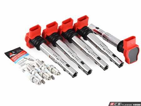 ES#4361438 - 06E905115GK5CLKT - Ignition Service Kit - Includes five Bremi red coil packs and five NGK spark plugs - Assembled By ECS - Volkswagen