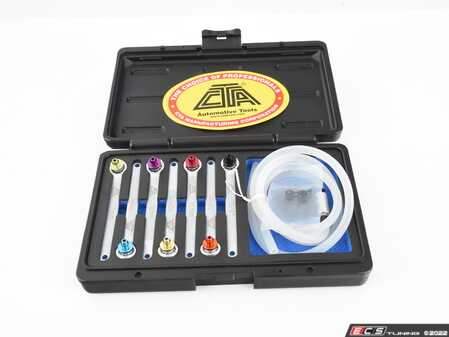 ES#4336679 - CTA1945 - 8-Pc Brake Bleeder Wrench Set - This Brake Bleeder Wrench Set includes 7 popular sized wrenches and a 4 foot hose to allow use on virtually any car, SUV, light truck, or motorcycles brake caliper or wheel cylinder - CTA Tools - Audi BMW Volkswagen Mercedes Benz MINI Porsche