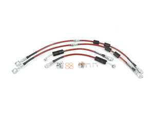 ES#4623310 - 018843LA01-01KT - MK8 Golf R Exact-Fit Stainless Steel Brake Line Kit - Front & Rear Set - Red - Complete set of DOT-compliant brake lines for an improved pedal feel - ECS - Audi Volkswagen
