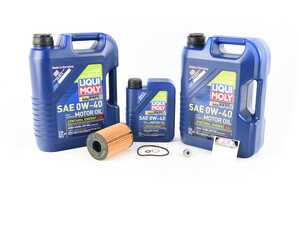 ES#4338795 - LM0W40N63KT - Liqui Moly Synthoil Energy Oil Change Kit / Inspection I - Includes Eleven quarts of Liqui Moly Voll-Synthese Energy 0w-40 Synthetic Engine Oil, oil filter, and new drain plug - Assembled By ECS - BMW