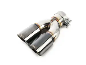 Turner Motorsport Double Wall Slash Cut Exhaust Tip - 2.75 Inlet - 3.5 OD - Stepped Left - Titanium Black Chrome