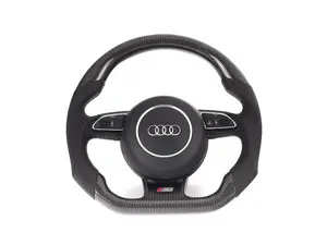 B8.5 DSG/Tiptronic Carbon Fiber Steering Wheel - Perforated Leather With Silver Stitching