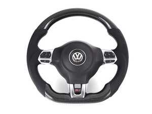 ES#4491660 - 001457LA01-04 - MK6 GTI/GLI Manual Carbon Fiber Steering Wheel - Perforated Leather With Silver Stitching - (NO LONGER AVAILABLE) - 2x2 twill carbon fiber weave with perforated leather grips and silver stitching make for a beautiful and functional replacement wheel! - ECS - 