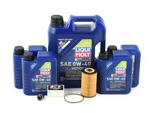 ES#4642998 - 9961072255KT5 - Liqui Moly Synthoil Oil Service Kit (0w-40) - With ECS Magnetic Drain Plug - Includes Hengst filter and Liqui Moly Synthoil Energy A40 Spec oil - Assembled By ECS - Porsche