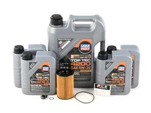 ES#4643052 - 059198405KT6 - Liqui Moly TopTech 4200 Diesel Oil Service Kit (5w-30) - With ECS Magnetic Drain Plug - Includes Hengst Filter and LiquiMoly TopTech 4200 C30 Spec Oil - Assembled By ECS - Porsche