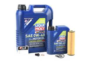 ES#4642904 - 27118001091KT - Liqui Moly Synthoil Oil Service Kit (0w-40) - With ECS Magnetic Drain Plug - Includes Hengst filter and Liqui Moly Synthoil Energy 229.5 Spec oil - Assembled By ECS - Mercedes Benz