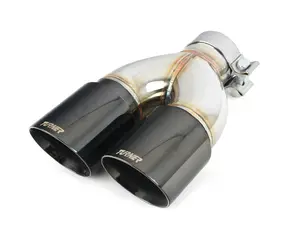 Turner Motorsport Double Wall Slash Cut Exhaust Tip - 2.75 Inlet - 3.5 OD - Stepped Right - Titanium Black Chrome