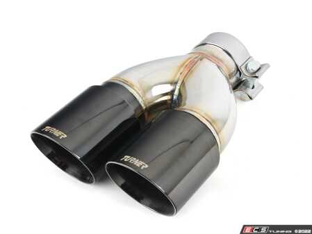 ES#4146847 - 026732TMS03-11 - Turner Motorsport Double Wall Slash Cut Exhaust Tip - 2.75 Inlet - 3.5 OD - Stepped Right - Titanium Black Chrome - Right - Titanium Black Chrome Slash Cut Exhaust Tip - 2.75 Inlet - 3.5 OD - Turner Motorsport - BMW MINI