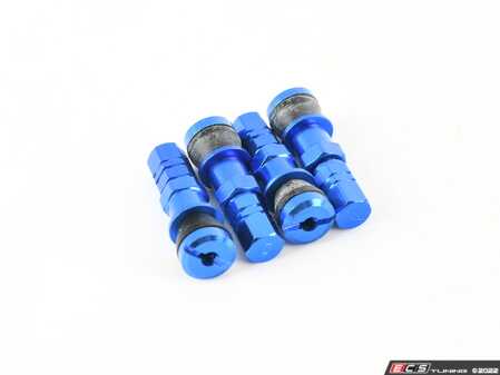 ES#3170874 - 4PCVSW/CAPBLU - Aluminum Valve Stems With Hex Caps - Blue - Lightweight anodized valve stems with hex caps - Sickspeed - BMW Volkswagen
