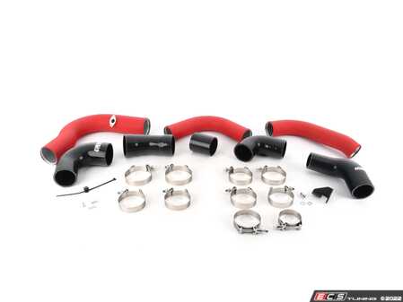 ES#4620665 - 036632LA02-02KT - MK8 GTI Intercooler Charge Pipe Kit - Wrinkle Red  - Gain up to +10 WHP and +10 Ft/lbs of torque with our complete Intercooler Charge Pipe Upgrade Kit! - ECS - Audi Volkswagen
