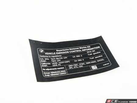 ES#4211246 - 71228099534 - LABEL "EXHAUST EMISSION" - Genuine BMW - BMW
