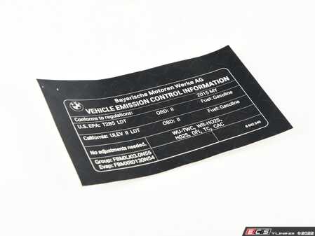 ES#2925206 - 71228642540 - Exhaust Emissions Label - Genuine BMW - BMW
