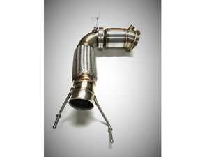 ES#4659394 - MI-EXH001SCAT - B46 High Flow Catted Downpipe - Brushed Finish  - High performance 200 Cell catalytic - Evolution Racewerks - MINI