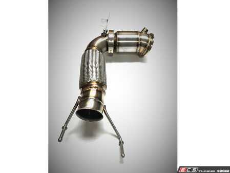 ES#4659395 - MI-EXH001PCAT - B46 High Flow Catted Downpipe - Polished Finish  - High performance 200 Cell catalytic - Evolution Racewerks - MINI
