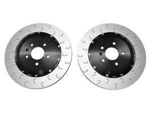 ES#4660322 - 034-301-2013 - 2-Piece Floating Rear Brake Rotor Upgrade Kit (350x22) - Direct replacement rotors that reduce rotational mass and feature J-Slots for less noise but same benefits as conventional slots - 034Motorsport - Audi