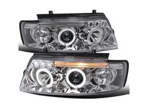 ES#3021506 - LHP-PAS97-TM - LED Angel Eye Projector Headlight Set - Chrome/Clear Lens - Improve lighting quality & performance of your B5 Passat with European headlight housings - Spec-D Tuning - Volkswagen
